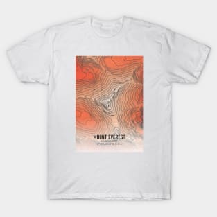 Mount Everest Topographic Map Elevation color T-Shirt